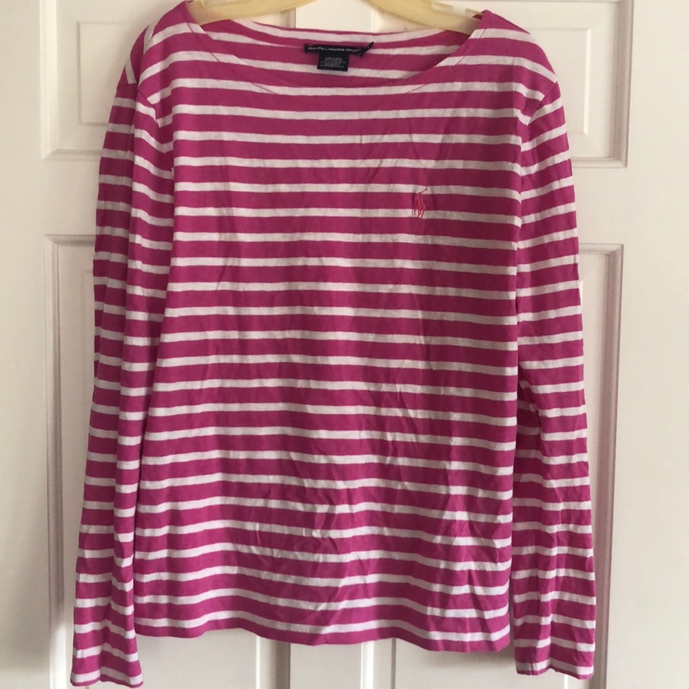 Pink stripe long sleeve tee